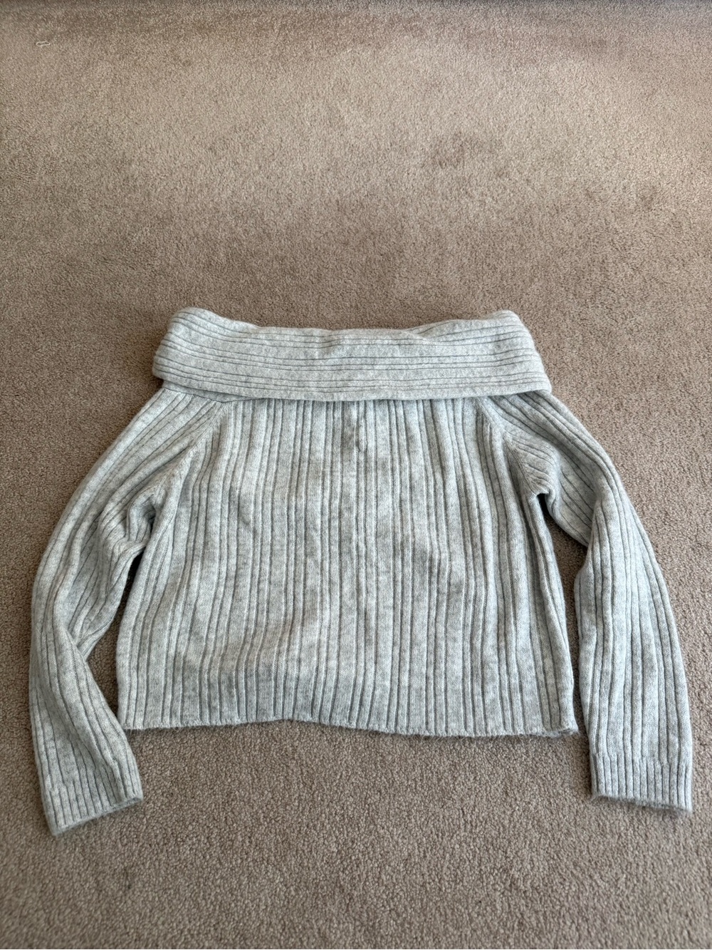 wild fable Off-the-Shoulder Ribbed Sweater - Light Gray